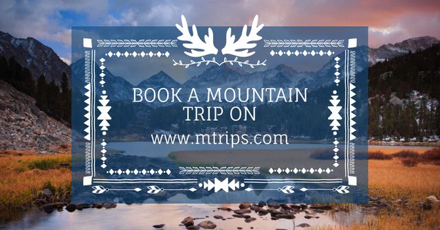 Mountain hike trip announcement Facebook AD Tasarım Şablonu
