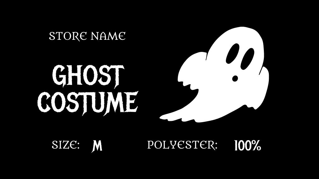 Ghost Costume on Halloween Label 3.5x2inデザインテンプレート