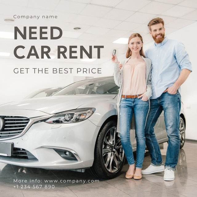 Designvorlage Car Rental Services with Happy Couple für Instagram
