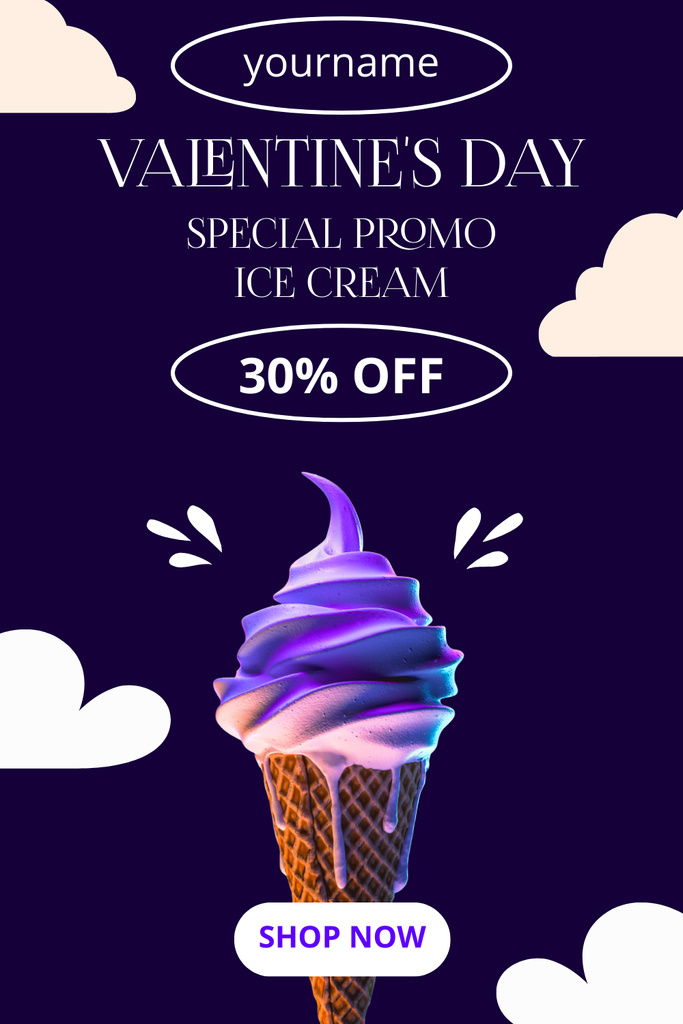Platilla de diseño Valentine's Day Ice Cream Special Discount Pinterest