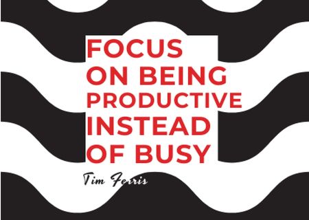 Productivity Quote on Waves in Black and White Postcard Design Template