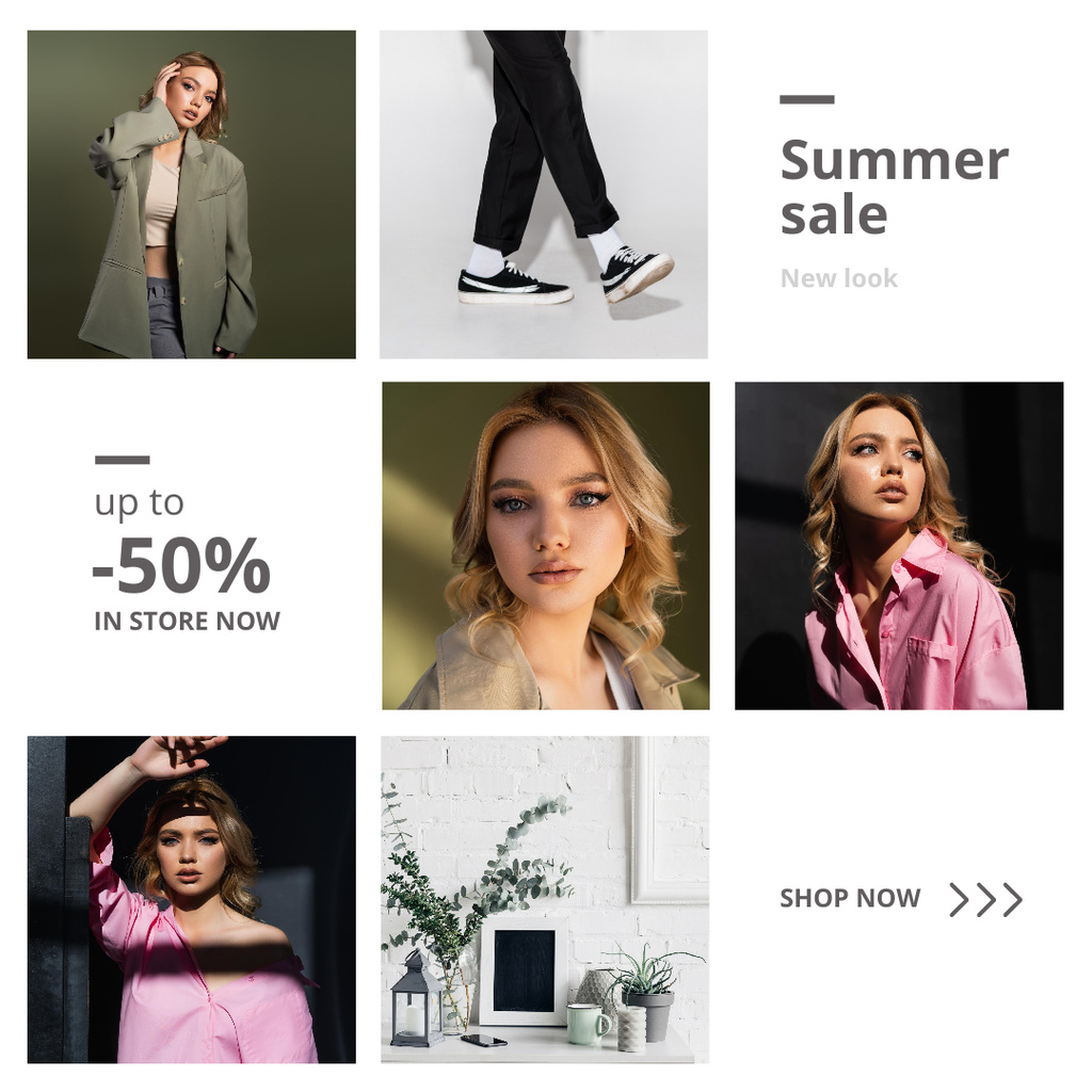 Fashion Sale with Attractive Woman Photo Instagram Design Template