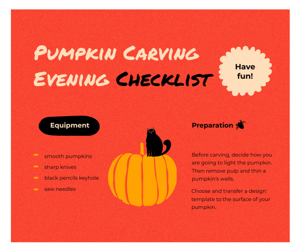 Halloween Event Announcement with Cat on Pumpkin Facebook Design Template