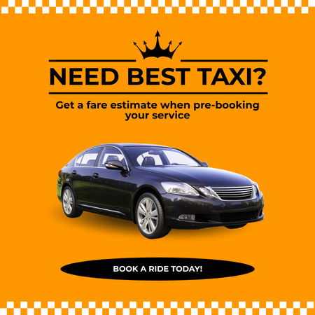 Taxi Service Offer With Pre-booking Ride Animated Post Modelo de Design