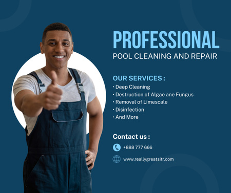 Professional Pool Repair and Sanitization Services Facebook Design Template