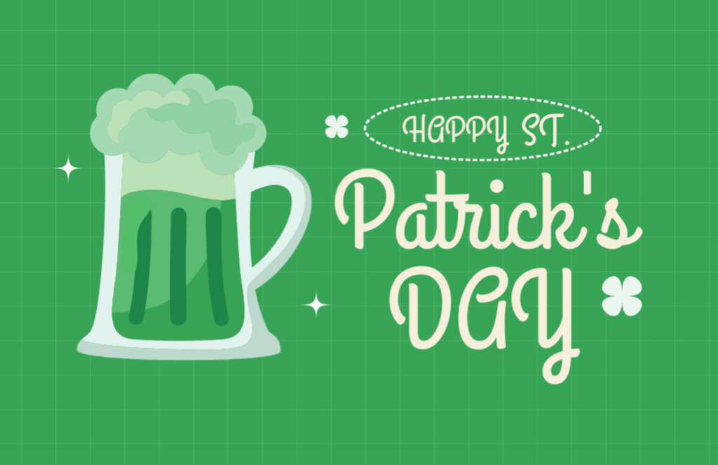 St. Patrick's Day Greeting Text with Beer Mug Thank You Card 5.5x8.5in Design Template