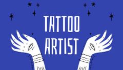 Tattoo Artist Services With Mystic Illustration In Blue