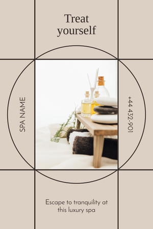 Modèle de visuel Invitation au spa avec thérapie aux pierres - Pinterest