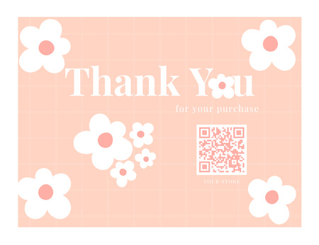 Thank You For Your Purchase Message with Simple Daisies Thank You Card 5.5x4in Horizontal Design Template