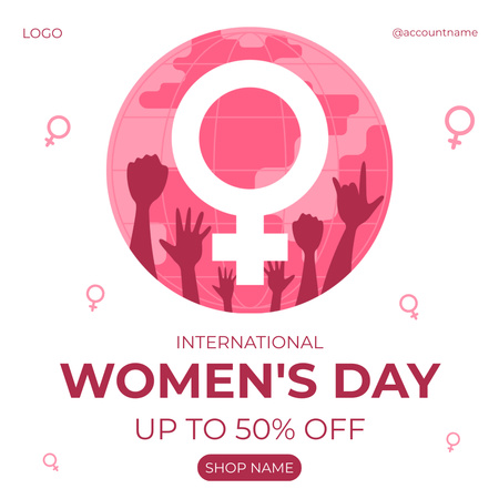 Dünya Kadınlar Günü'nde İndirim Instagram Tasarım Şablonu