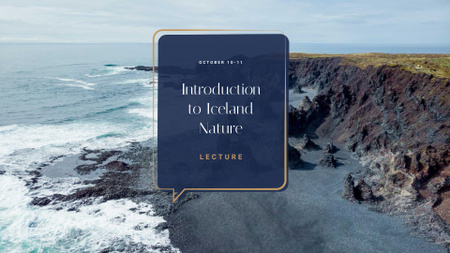 Travel Lecture announcement on Rocky Coast View FB event cover Design Template