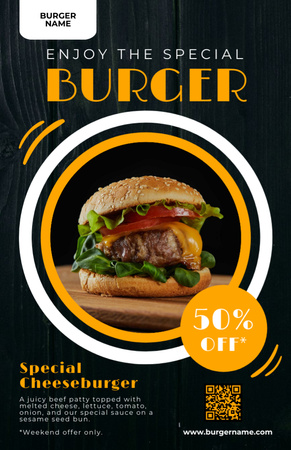 Special Discount Offer on Burger Recipe Card Design Template