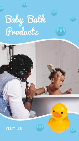 Ontwerpsjabloon van TikTok Video van Aanbieding babybadproducten met schattige eend