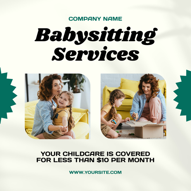 Professional Babysitter Service Offer for Children Instagramデザインテンプレート