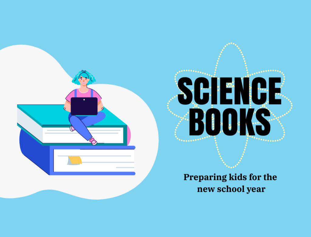 Science Books For Preparing Kids For New School Year Postcard 4.2x5.5in Πρότυπο σχεδίασης