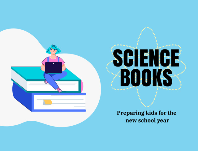 Science Books For Preparing Kids For New School Year Postcard 4.2x5.5in Tasarım Şablonu
