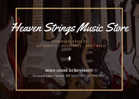 Plantilla de diseño de Guitars in Music Store Postcard 