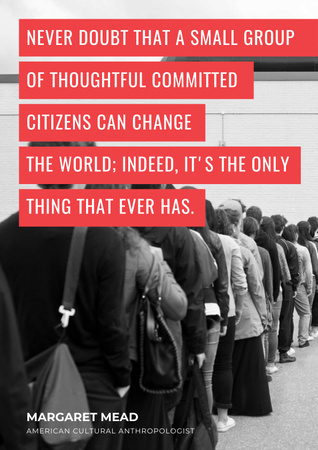 Citation about committed Citizens who can change World Poster Modelo de Design