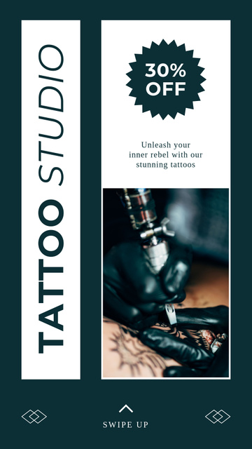 Tattooist Workflow And Service In Studio Offer With Discount Instagram Story Šablona návrhu