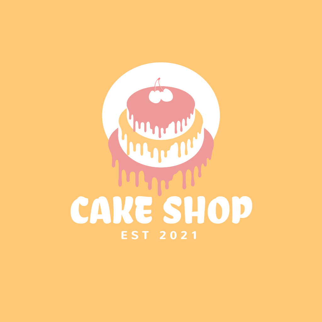 Bakery Ad with Enticing Appetizing Cake Logo 1080x1080px Design Template