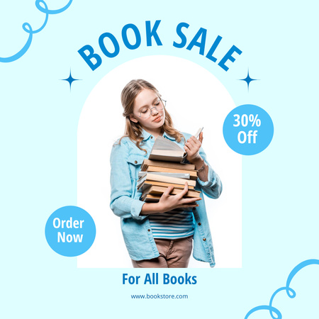 Extensive Books Discount Ad Instagram tervezősablon