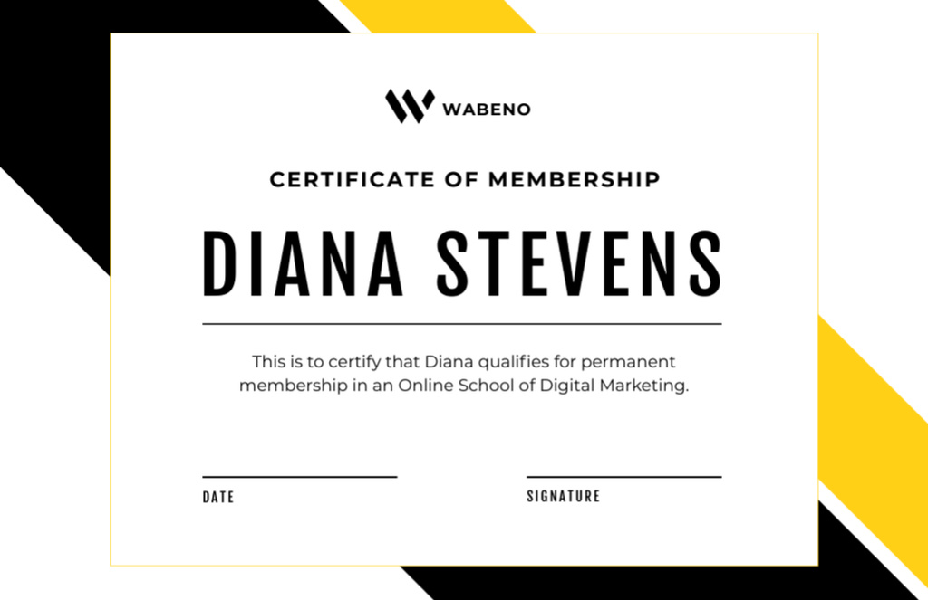 Plantilla de diseño de Online Marketing School Membership Certificate 5.5x8.5in 