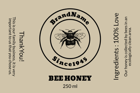 Mehiläishunajan vähittäismyynti Label Design Template