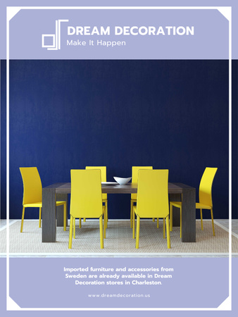 Design Studio Ad Kitchen Table in Yellow and Blue Poster US Design Template
