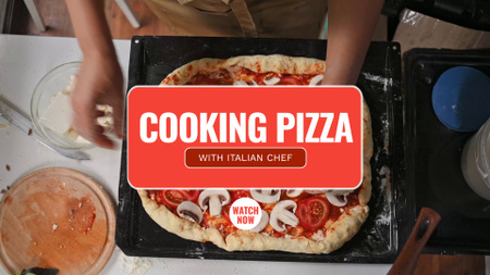 Ontwerpsjabloon van YouTube intro van Workflow van het koken van pizza met chef-kok