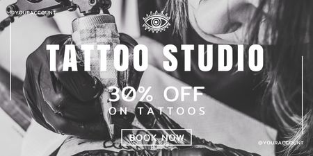 Plantilla de diseño de Poke Tattoos In Studio With Discount Twitter 