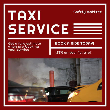 Taxi Service With Discount For Trip Animated Post Modelo de Design