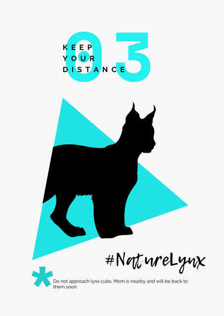 Designvorlage Fauna Protection with Wild Lynx Silhouette für Poster