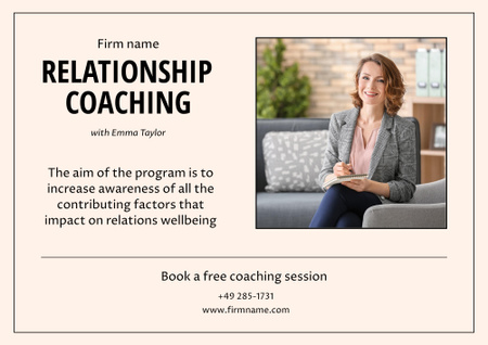 Relationship Coaching Offer Poster B2 Horizontal Design Template
