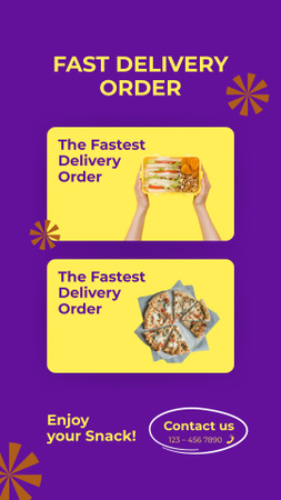 Fast Food Delivery Service Offer Instagram Video Story Πρότυπο σχεδίασης