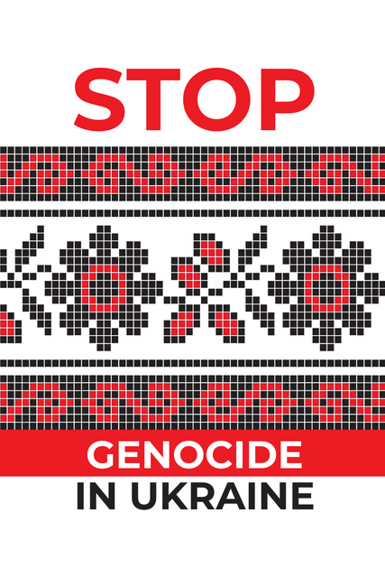 Stop Genocide in Ukraine with Ornament Pinterest Πρότυπο σχεδίασης