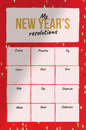 Template di design New Year's inspirational Resolutions Pinterest