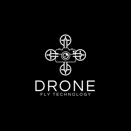 Drone Emblem in Black Logo Design Template