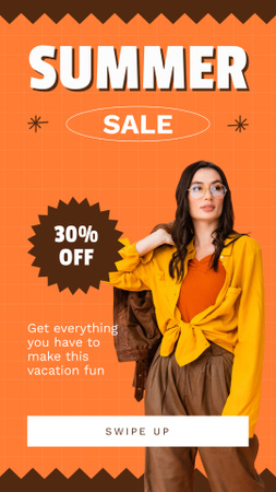 Summer Fashion Wear and Accessories Ad on Orange Instagram Story Design Template
