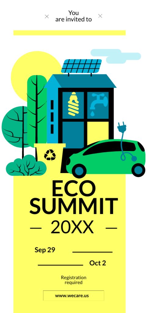 Eco Summit Invitation with Sustainable Technologies Flyer DIN Large Design Template