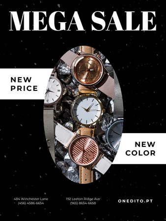 Platilla de diseño Luxury Accessories Sale with Golden Watch Poster 36x48in