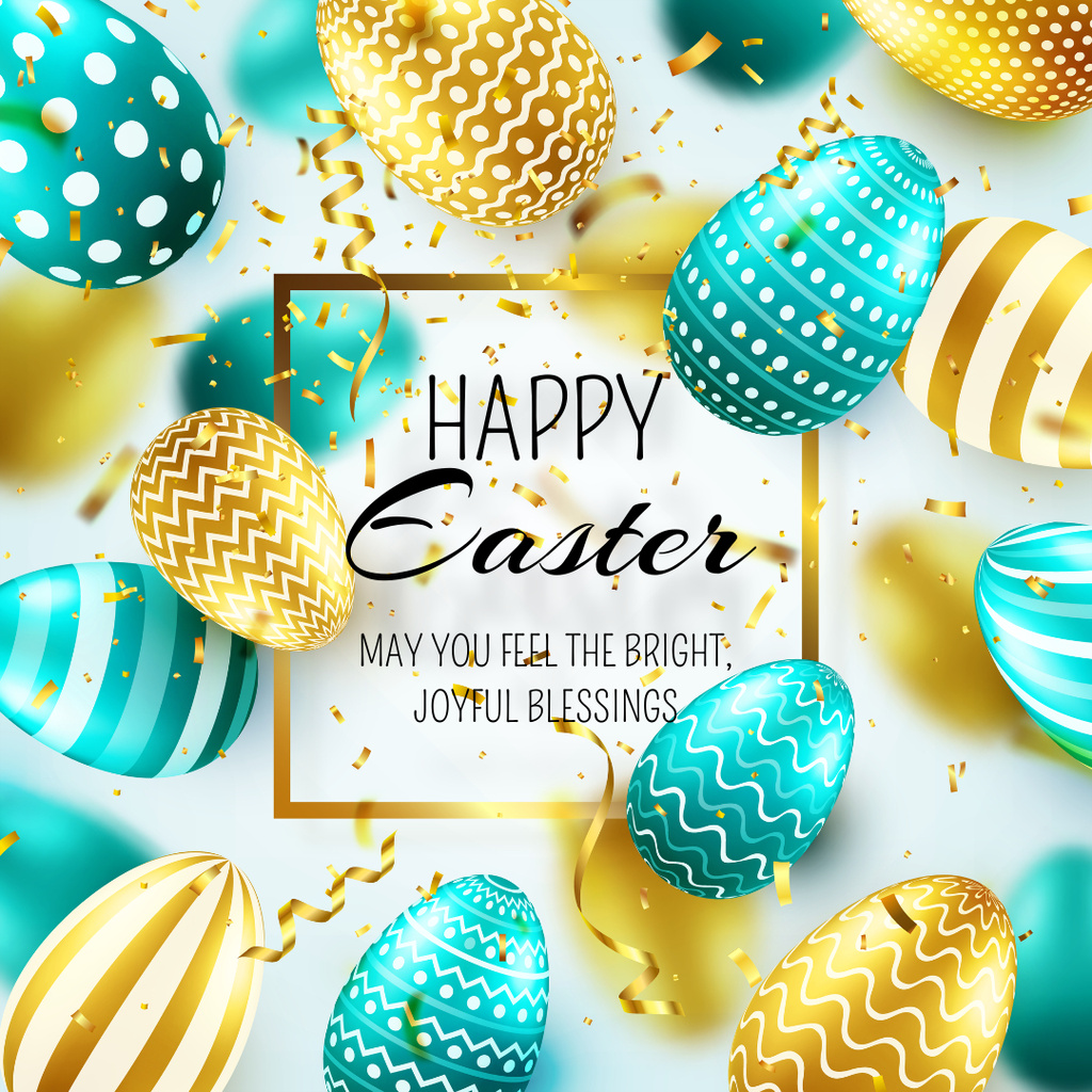 Happy Easter Day with Bright Easter Eggs Instagram – шаблон для дизайну