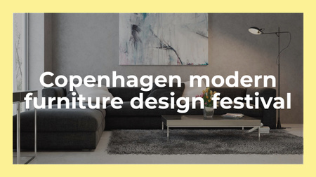 Designvorlage Furniture Design Festival Announcement with Sofa in Grey für Youtube
