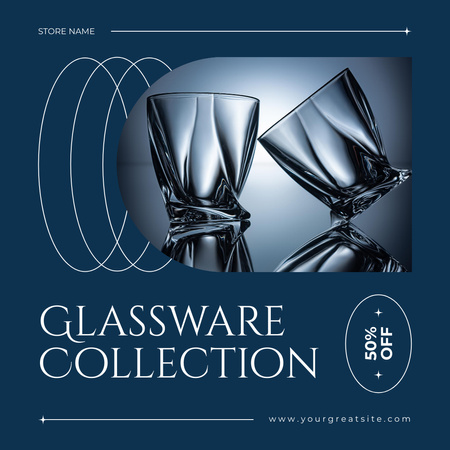 Unparalleled Glassware Collection At Half Price Offer Instagram AD Design Template