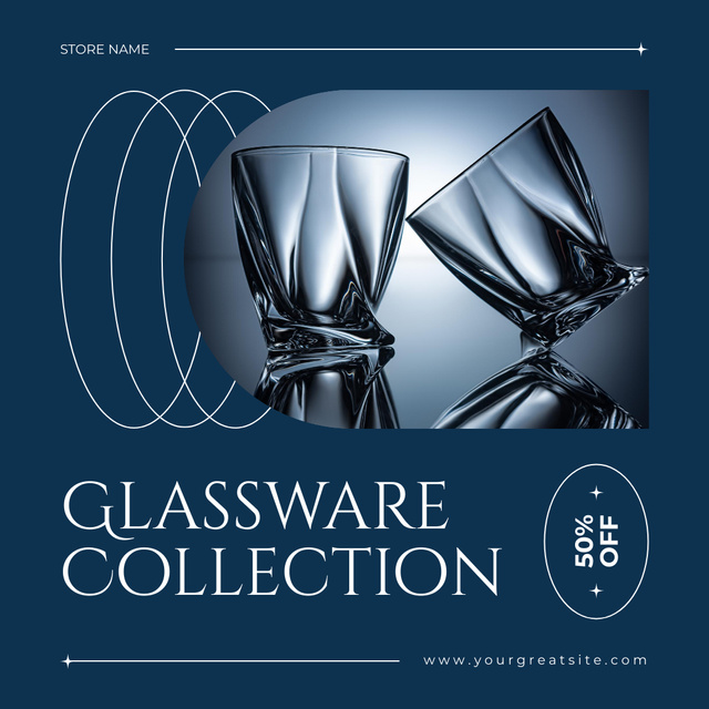 Designvorlage Unparalleled Glassware Collection At Half Price Offer für Instagram AD