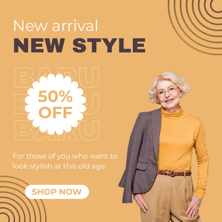 Age-Friendly Fashion Style Outfits With Discount Instagram Design Template