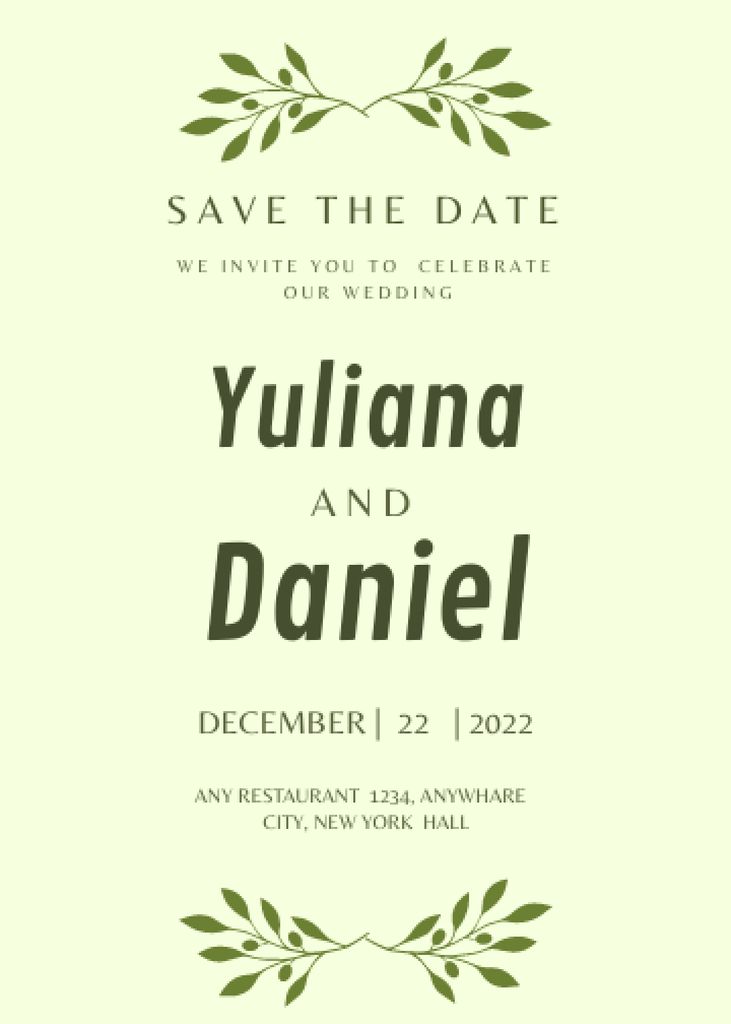 Platilla de diseño Wedding Celebration Announcement on Simple Light Green Invitation