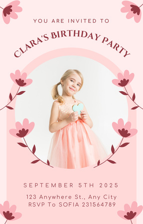 Ontwerpsjabloon van Invitation 4.6x7.2in van Verjaardagsfeestje van kleine prinses