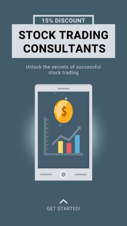 Ontwerpsjabloon van Instagram Video Story van Informative Consultations on Stock Trading at Discount