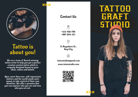 Designvorlage Informationen zum Tattoo Craft Studio für Brochure