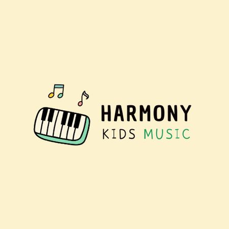 Kids Music Club Ad with Piano Animated Logo Design Template